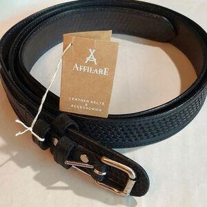 Affilare Mens black leather ranger belt, size 62.